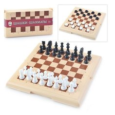 Игра настольная "Шашки-Шахматы" в пласт.коробке (мал, беж) Десятое королевство
