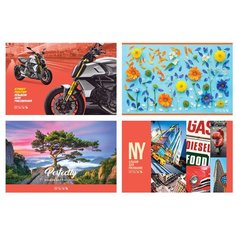 Альбом для рисования 20л., А4, на скрепке BG "MIX", эконом, 4шт./4 дизайна BG®