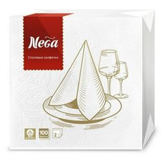 Салфетки Nega 2 сл 24х24 белые 100шт/уп 5 шт. Нега