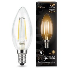 Лампа светодиодная Gauss LED Filament Свеча E14 7Вт 550Лм 2700К (103801107) 2 шт.