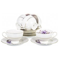 Сервиз чайный 12пр грация чашки 200мл, блюдцы, белый с золот, арт.101-12019 Balsford