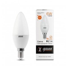 Лампа светодиодная Gauss LED Elementary Свеча 6Вт E14 420Лм 3000K (33116) 3 шт.