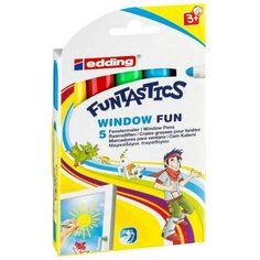 Набор маркеров по стеклу EDDING 16 FUNTASTICS, 5 цветов. картонная коробка