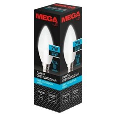 Лампа светодиодная Mega E14 7W 4000K свеча 4 шт.