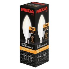 Лампа светодиодная Mega E14 7W 3000K свеча 4 шт.