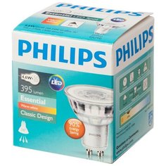 Лампа светодиодная Philips 4.6-50W GU10 2700K тепл. белый спот 2 шт.