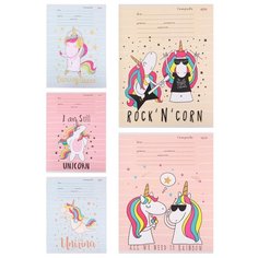 Тетрадь школьная А5 12л,кос.линия стиль единорогов 5диз 12-4338 24 шт. Проф Пресс