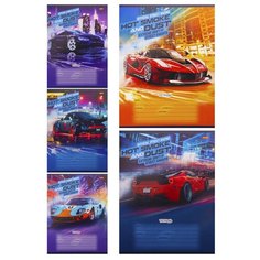 Тетрадь школьная А5 12л,клетка стремительные автомобили 5диз 12-3329 30 шт. Проф Пресс