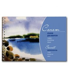 Альбом для рисования акварелью А4 12л 300г/м на спирали Сонет DK19062