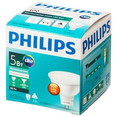 Лампа светодиодная Philips 5-50W GU5.3 4000K нейт.бел. белый спот 2 шт.