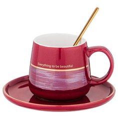 Чайная пара с ложкой lefard break time 240 мл красная 756-249