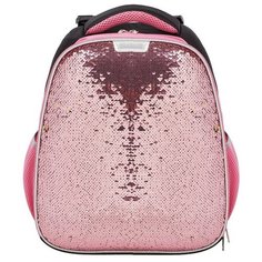 Ранец №1School Sparkle Rose gold, ортопед. cпинка, двусторонние пайетки