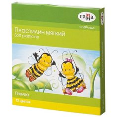 Пластилин Гамма Пчелка мягкий 12цв, со стеком, к/к, 180г, 280032Н 3 шт. Gamma