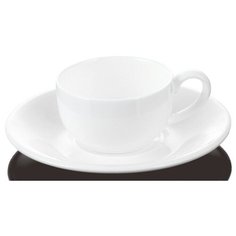 Кофейная пара Wilmax фарфоровая белая: чашка 100мл с блюдцем WL-993002