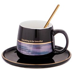 Чайная пара с ложкой lefard break time 240 мл черная756-250