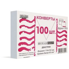 Конверты Белый С6декстрин OfficePost 114х162 100шт/уп/1012 2 шт. Packpost