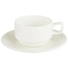 Чайная пара,Wilmax белая, фарфор, чашка 220 мл., блюдце d-14 см. WL-993008