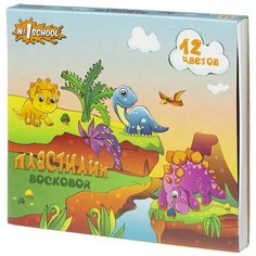 Пластилин №1 School Дино восковой 12 цв., 15 гр 4 шт.