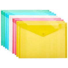 Папка-конверт на кнопке В5, 282x209мм, 180 мкм, Attache ассорти, 10шт.уп