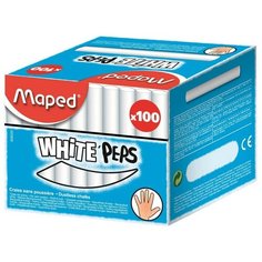Мел WHITE"PEPS Maped белый, круглый, 100 шт