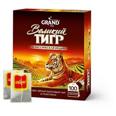 Чай Великий Тигр Отборный черный, 100 пакетиков с ярлычками 2110016 2 шт. ГРАНД