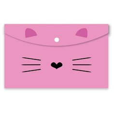 Папка-конверт на кнопке А4 №1School Kitty 2 шт/уп (1 роз., 1 черн) 2 шт.