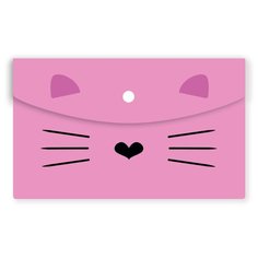 Папка-конверт на кнопке А5 №1School Kitty 2 шт/уп (1 роз., 1 черн) 2 шт.
