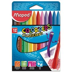 Мелки восковые Maped COLOR"PEPS PLASTICLEAN 12 цв. 2 шт.
