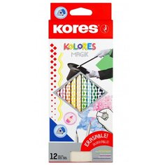 Карандаши цветные 12 цв. 3-гран, стираемые Kores Kolores MagiK, 93315