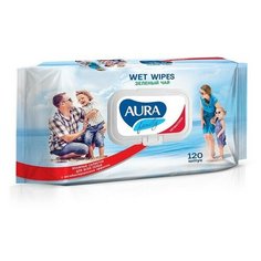 Салфетки влажные AURA антибак Family 120шт с крышкой 2 шт.