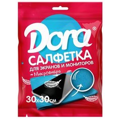 Салфетка для экранов, мониторов и электротехники Dora 30х30см микрофибра 2 шт.