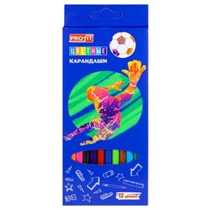 Карандаши цветные 12цв. Футбол, пластиковые, КЦ-8339 5 шт. Проф Пресс