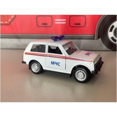 Железная моделька машины "Нива" 6400 А МЧС открываются двери инерционный механизм металлическая машинка детская масштабная модель 1:50 Play Smart