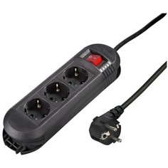 Сетевой удлинитель Hama H-108888, 3 м (3 розетки), черный