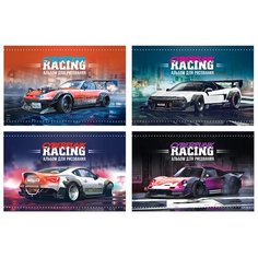 Альбом для рисования 24л., А4, на скрепке BG "Cyberpunk racing", упаковка 4 шт./4 дизайна BG®