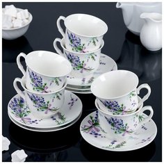 Сервиз чайный Доляна "Лаванда",12пр: чашки 220 мл арт.3801260