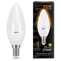 Лампа светодиодная Gauss LED Свеча E14 9.5Вт 890Лм 3000К (103101110) 2 шт.