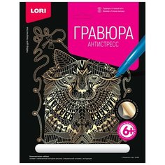 Гравюра Антистресс большая с эффектом золота Lori Ученый кот, Гр-545 3 шт.