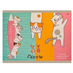 Альбом для рисования 20л А4 скрепка котики И рыбки обл.офс. 20-1468 9 шт. Проф Пресс