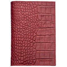Обложка для паспорта FABULA Croco Nile натуральная кожа красная