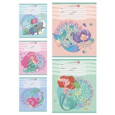 Тетрадь школьная А5 12л,клетка. Милые русалочки 5диз 12-5230 26 шт. Проф Пресс