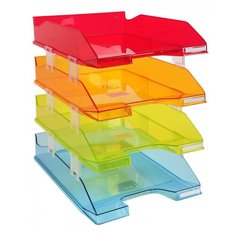 Лоток для бумаг EXACOMPTA этажерка 4 лотка и 12 монтажных распорок ассорти