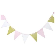 Гирлянда праздничная Флажки white/pink/gold 300см 6058838 2 шт. Патибум