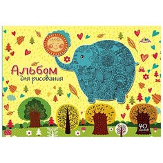 Альбом для рисования 40л А4 скрепка Слон и солнце, обл. офсет. С1184-39 5 шт. Апплика