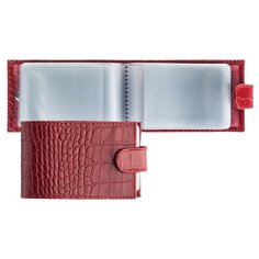Визитница FABULA Croco Nile натуральная кожа красная