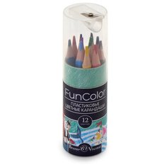 Карандаши цветные 12 цв. FUNCOLOR пластиковые,укороченные в тубе,30-0091-1 3 шт. Bruno Visconti