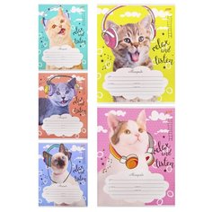 Тетрадь школьная А5 12л,клетка котята В наушниках 5диз 12-3328 30 шт. Проф Пресс