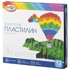 Пластилин Гамма классический 12 цв, со стеком, к/к 240 г, 281033 3 шт. Gamma