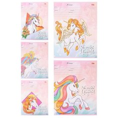 Тетрадь школьная А5 12л,кос.линия магические ЕДИНОРОГИ-2 5диз 12-4382 24 шт. Проф Пресс