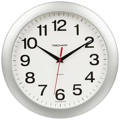 Часы настенные Troyka, модель01, диаметр 290мм, пластик 11170100 серебро Тройка